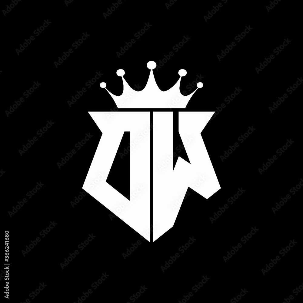 dw logo monogram shield shape with crown design template Stock Vector ...