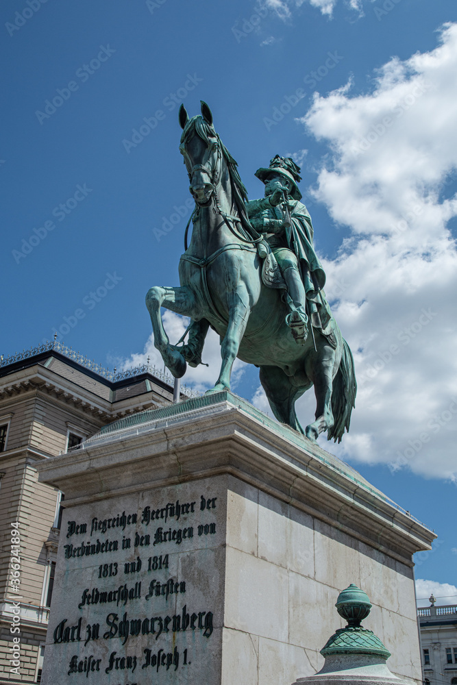 Obraz premium Monument to Schwarzenberg on Schwarzenbergplatz square in Vienna. Austria
