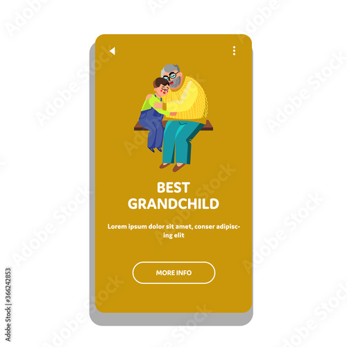 Best Grandchild Hugging With Grandfather Vector Illustration