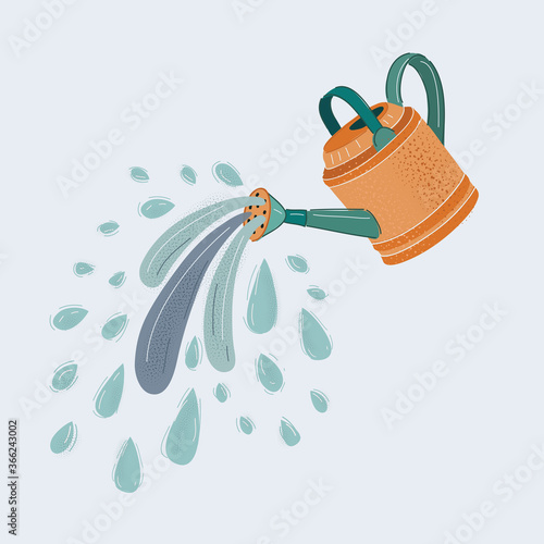 Vector illustration of aluminium watering can isolated on white background