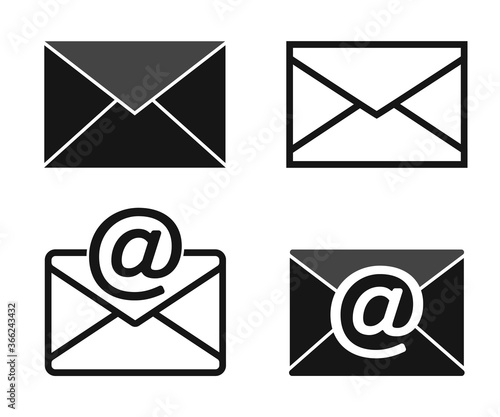 Email, sending mail icons set black/white