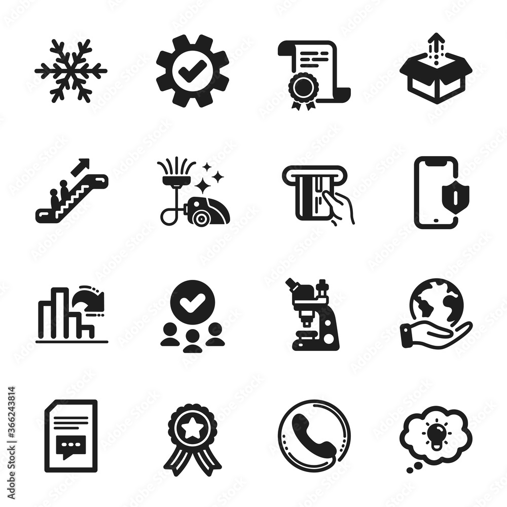 Set of Technology icons, such as Service, Credit card. Certificate, approved group, save planet. Energy, Decreasing graph, Smartphone protection. Comments, Call center, Microscope. Vector Set of Technology icons, such as Service, Credit card. Certificate, approved group, save planet. Energy, Decreasing graph, Smartphone protection. Comments, Call center, Microscope. Vector