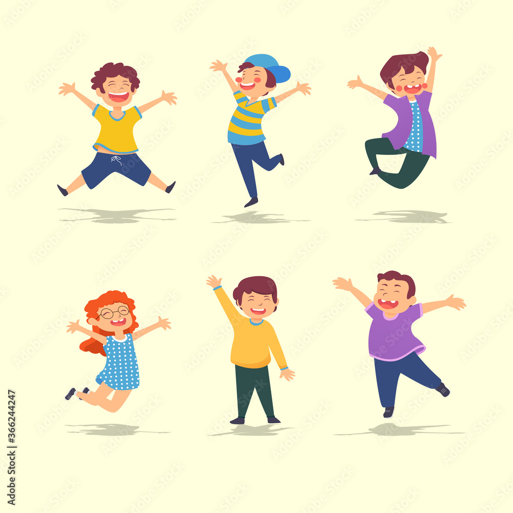 set of character happy children's vector set of character happy children's vector