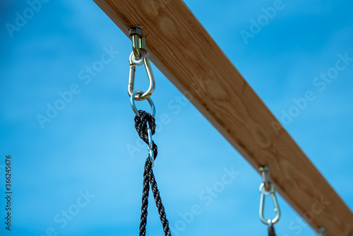 carabiner with rope for attaching a swing