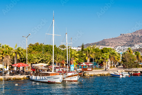 Turgutreis Harbour view in Bodrum Town of Turkey.