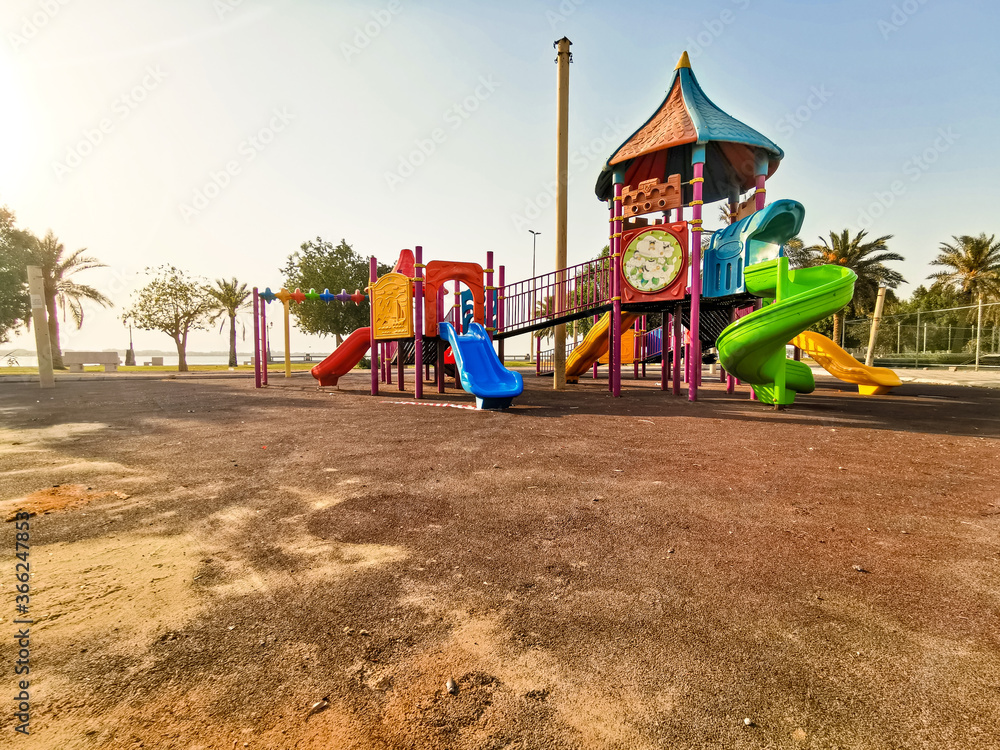 the play area is reopened at local city parks after corona virus pandemic