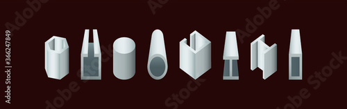 set of steel metallurgy beam profile symbol vector