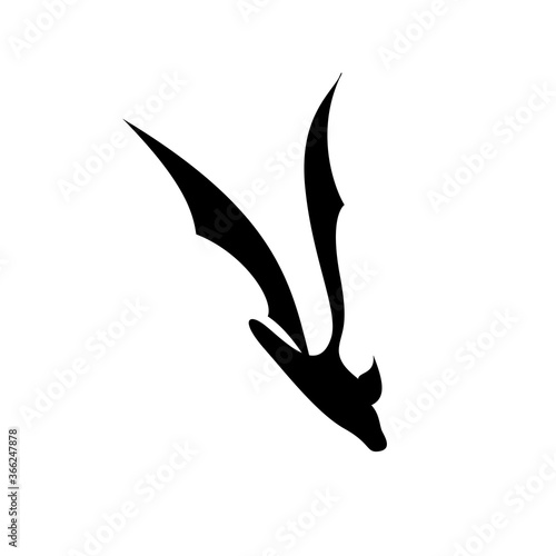 vector illustration of a black silhouette of a bat in flight