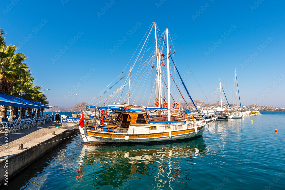 Yalikavak Harbour view in Bodrum Town of Turkey.