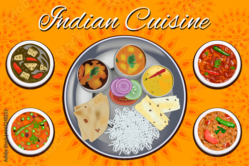 Indian cuisine - thali with choice of vegetable dishes