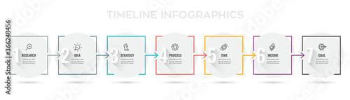 Business Infographic template. Thin line design with icons and 7 options or steps.