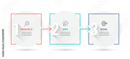 Business Infographic template. Thin line design with icons and 3 options or steps.