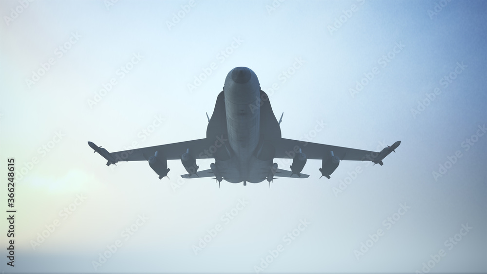 Supersonic Jet Aircraft Multi-Role Flying Low Sunrise Sunset 3d illustration 3d render Supersonic Jet Aircraft Multi-Role Flying Low Sunrise Sunset 3d illustration 3d render