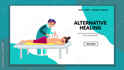 Alternative Healing Acupuncture Therapy Vector