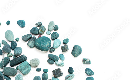 Canvas Print sea stones turquoise on a white background