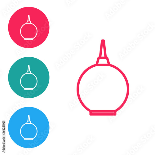 Red line Enema icon isolated on white background. Enema with a plastic tip. Medical pear. Set icons in circle buttons. Vector Illustration.