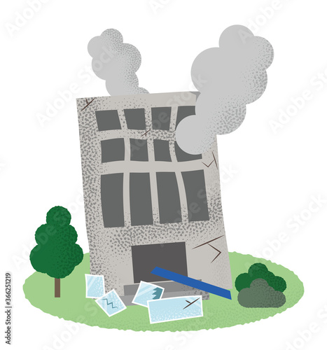 火災に遭うビルのベクターイラスト