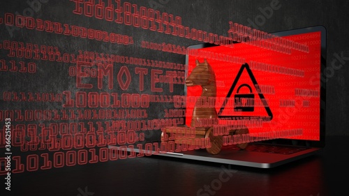 Tableau sur toile Wooden Emotet Trojan Horse Notebook Data