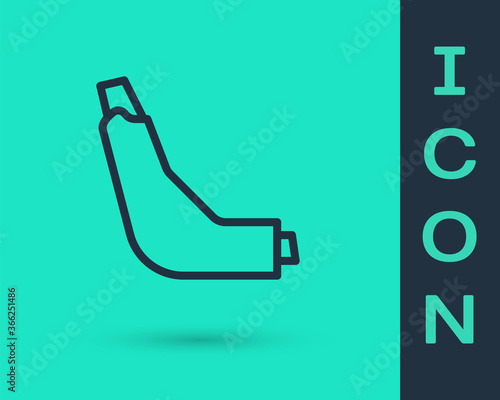 Black line Inhaler icon isolated on green background. Breather for cough relief, inhalation, allergic patient. Vector Illustration.