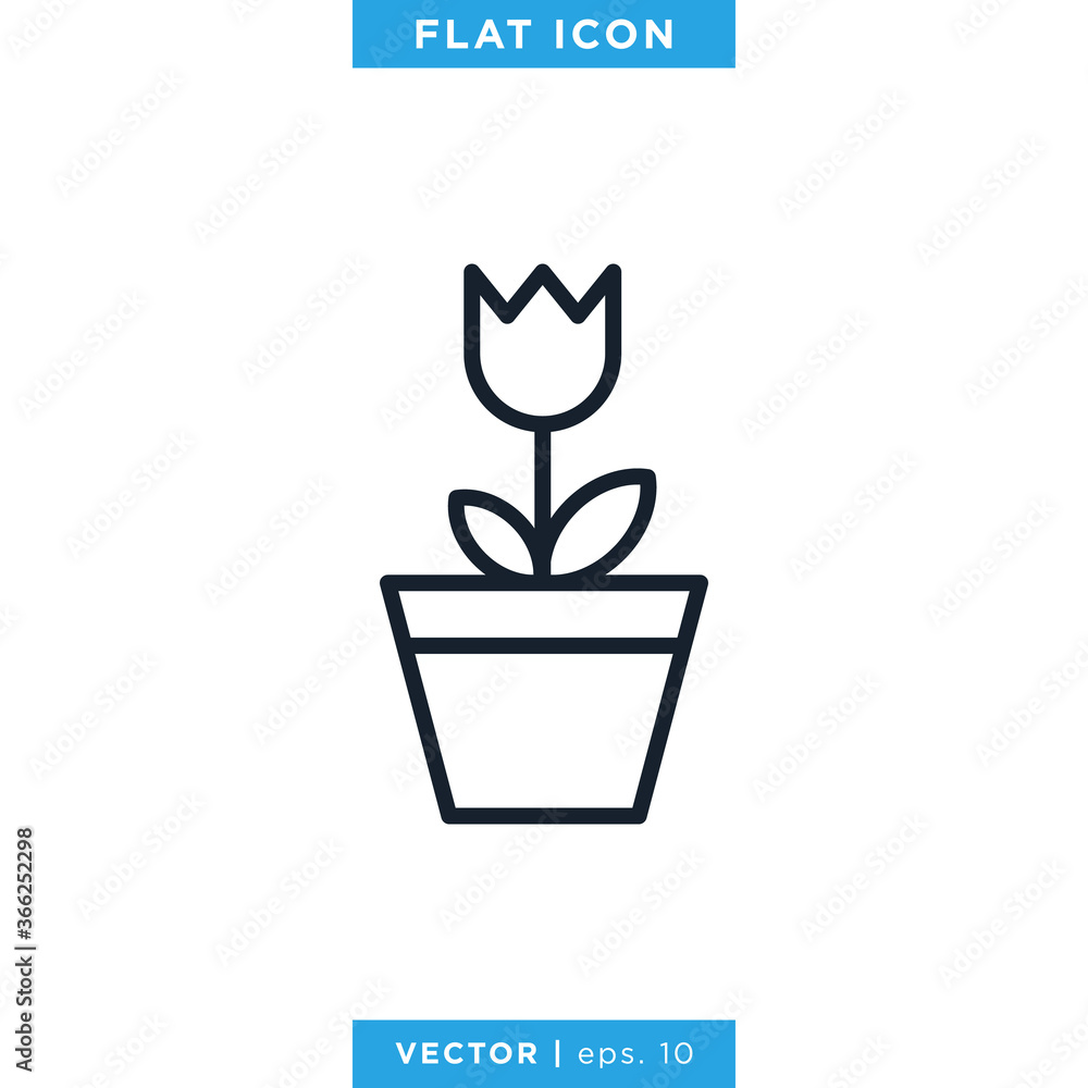 Flower Pot Icon Vector Design Template. Editable Stroke. Flower Pot Icon Vector Design Template. Editable Stroke.