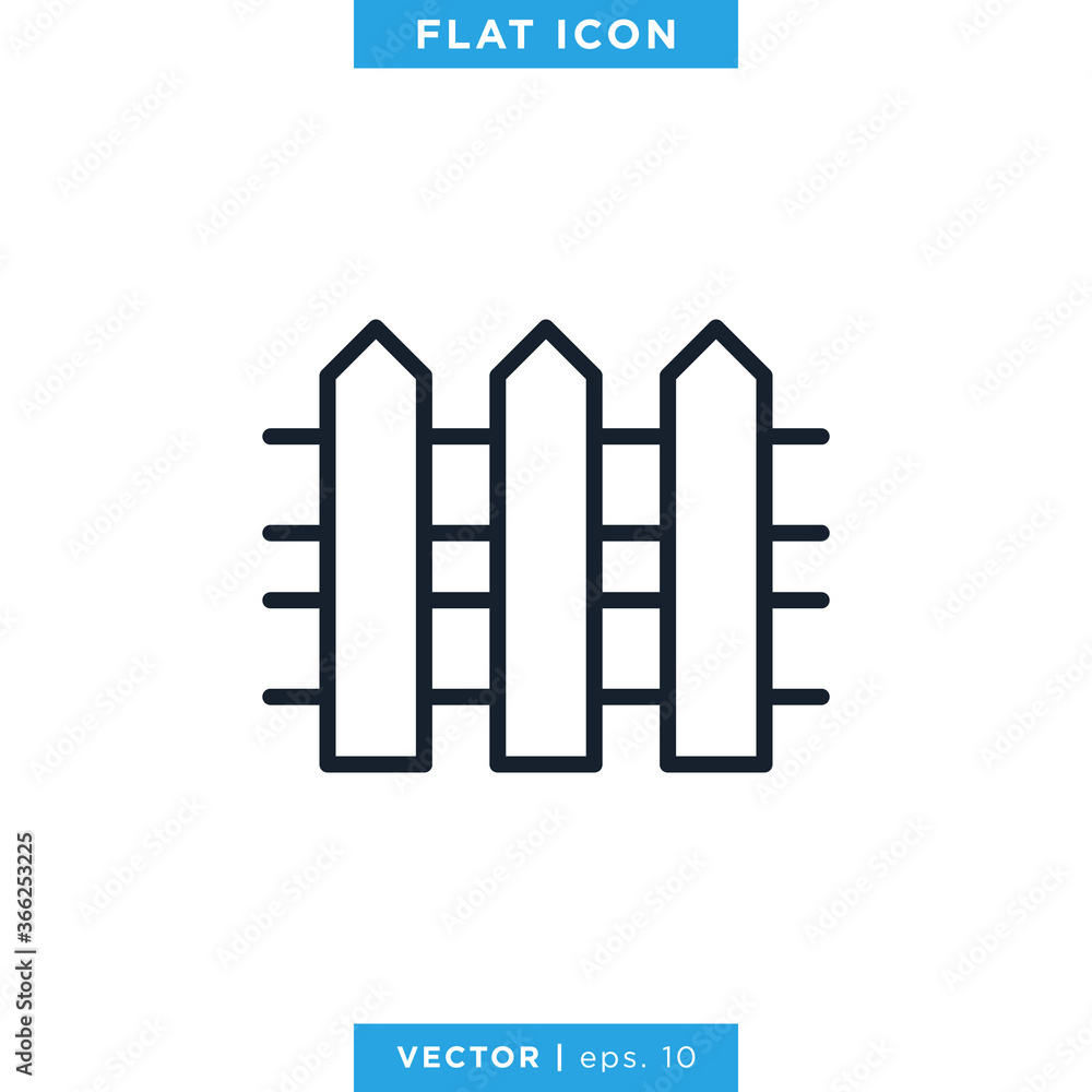 Fence Icon Vector Design Template. Editable Stroke. Fence Icon Vector Design Template. Editable Stroke.