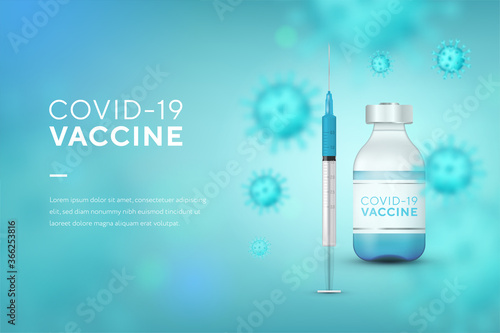 Realistic illustration banner concepts for the covid vaccine, universal flu vaccine, Haemophilus influenza virus, vaccination and eradicating polio, poliomyelitis, OPV oral polio vaccine .