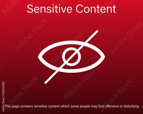 Sensitive content warning. Explicit content. Potentially inappropriate photo or video. Internet safety concept. Parental control. Censored image. Gradient background. Vector Illustration.