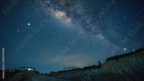 Fotografie Milky-way and stars Galaxy across the night sky with beautiful foreground