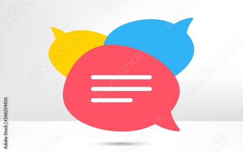 Chat bubble icon. Contact message sign. Talk, speak symbol. Communication balloon template. Support message or contact icon. Talking, thinking chat bubble. Thought sign. Vector
