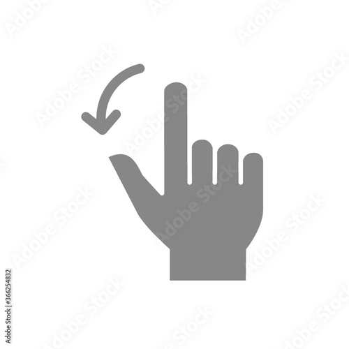 Two fingers flick left grey icon. Touch screen hand gesture symbol