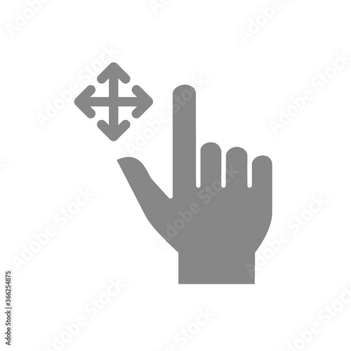 Drag flick with two fingers grey icon. Multi touch screen gestures symbol