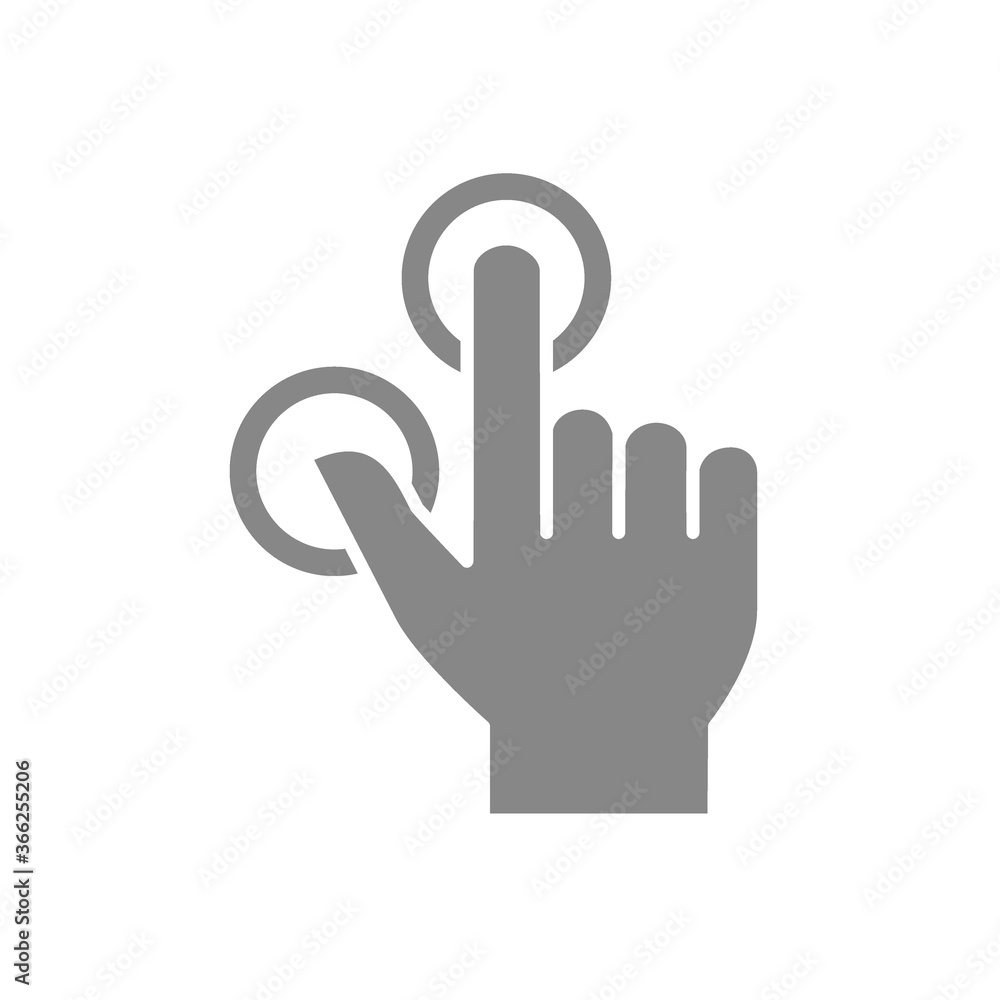 Multitouch for two fingers grey icon. Touch screen finger gesture symbol Multitouch for two fingers grey icon. Touch screen finger gesture symbol