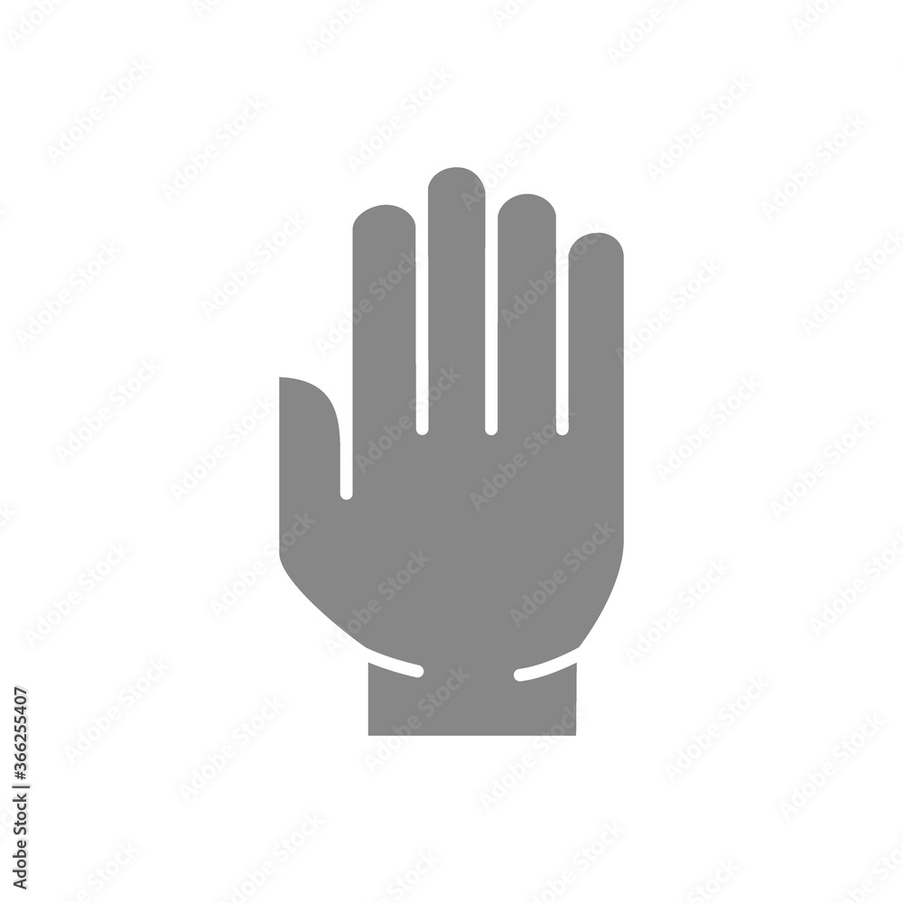 Human hand grey icon. Hygiene, human protection symbol Human hand grey icon. Hygiene, human protection symbol