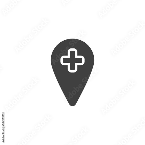 Free Download Hospital location placeholder vector icon. filled flat sign for mobile concept and web design. Map marker with medical cross glyph icon. Symbol, logo illustration. Vector graphics - GFXLoad