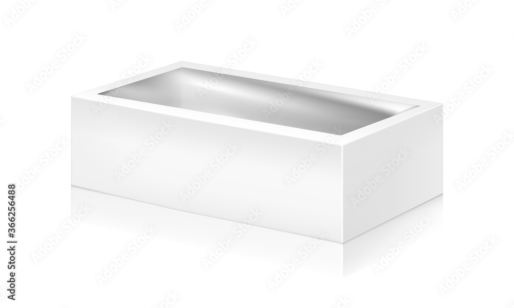 Naklejka premium Paper white box with window mock-up template.