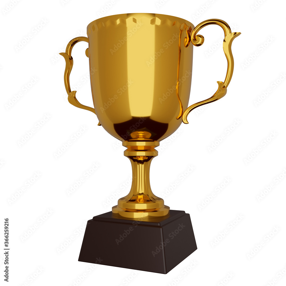 競争に勝利した人に優勝の証として与えられる 金のトロフィーまたは優勝カップ Stock Illustration Adobe Stock