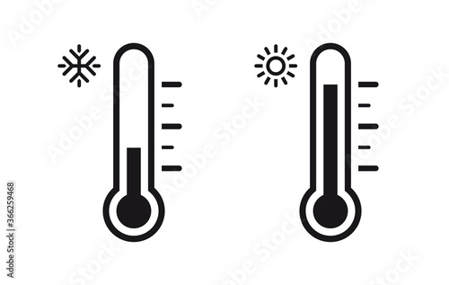 Temperature Symbol Set .Three vector thermometer showing the temperature . Thermometer icon photo