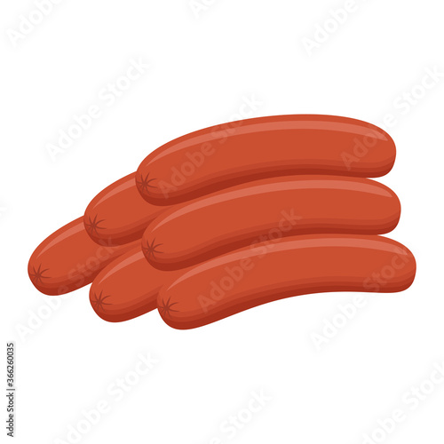 sausages isolated on white background, vector illustration