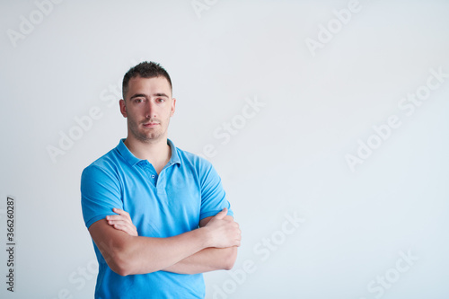 portrait of casual startup businessman wearing a blue T-shirt