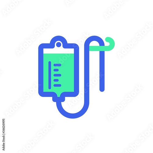 Medical Infusion icon vector, filled flat sign, bicolor pictogram, green and blue colors. Symbol, logo illustration