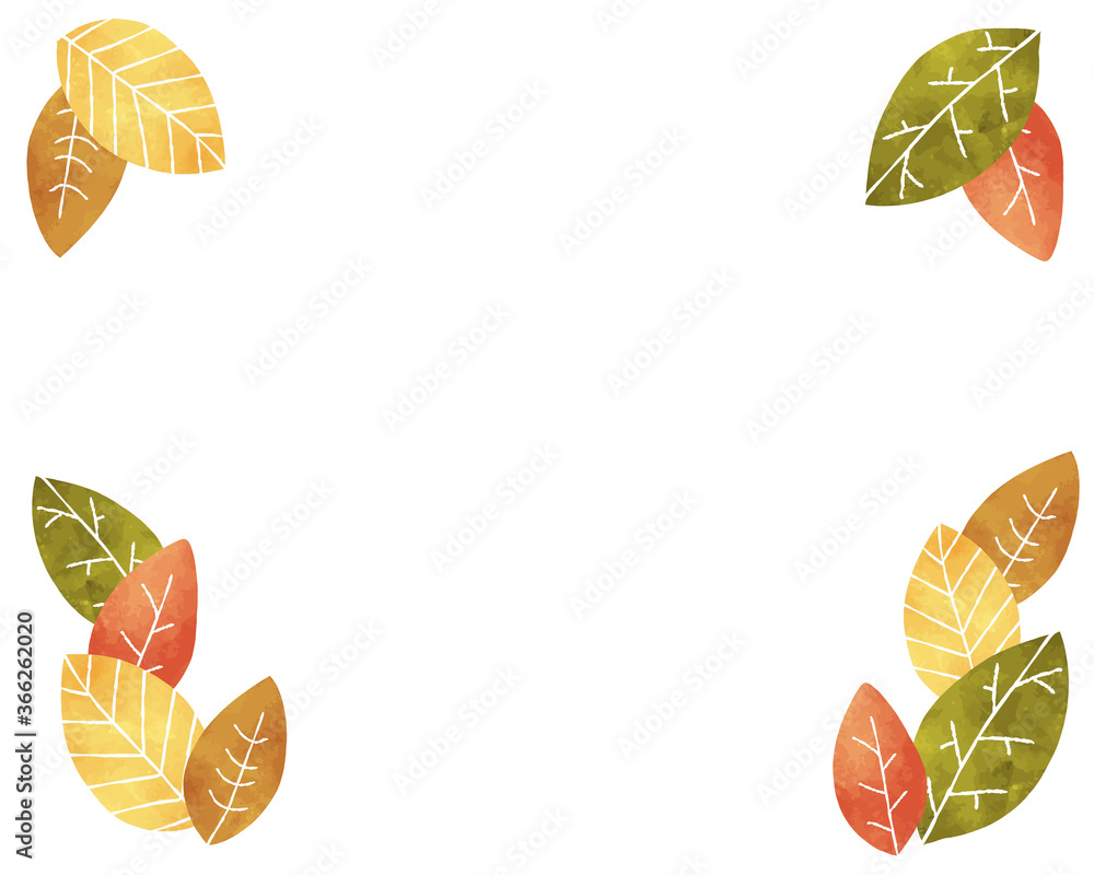 秋の葉の背景 茶色 落ち葉 フレーム 水彩 枯葉 Stock Illustration Adobe Stock