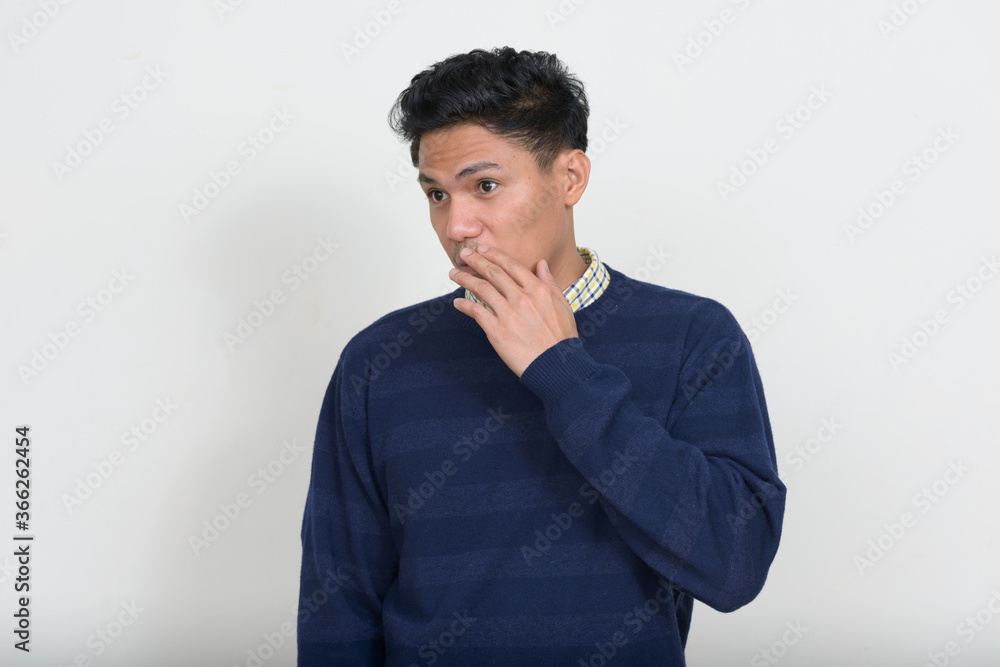 Portrait of handsome Asian man with sweater Portrait of handsome Asian man with sweater