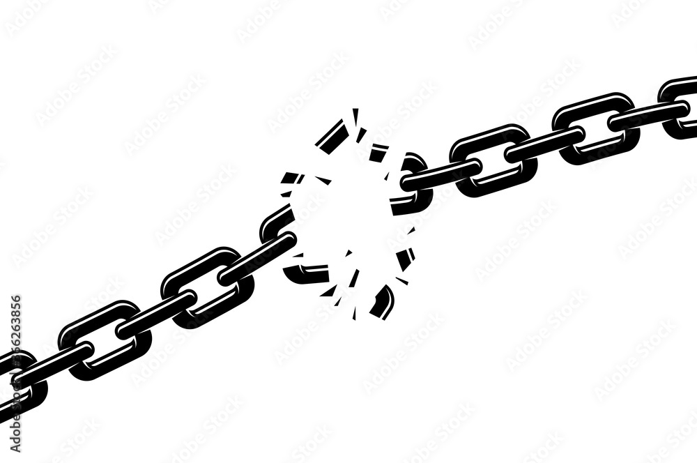 Breaking chain freedom and liberty concept vector illustration in ...