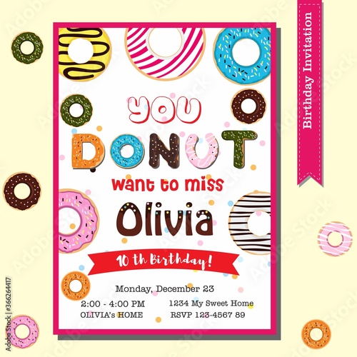 donut birthday party invitation