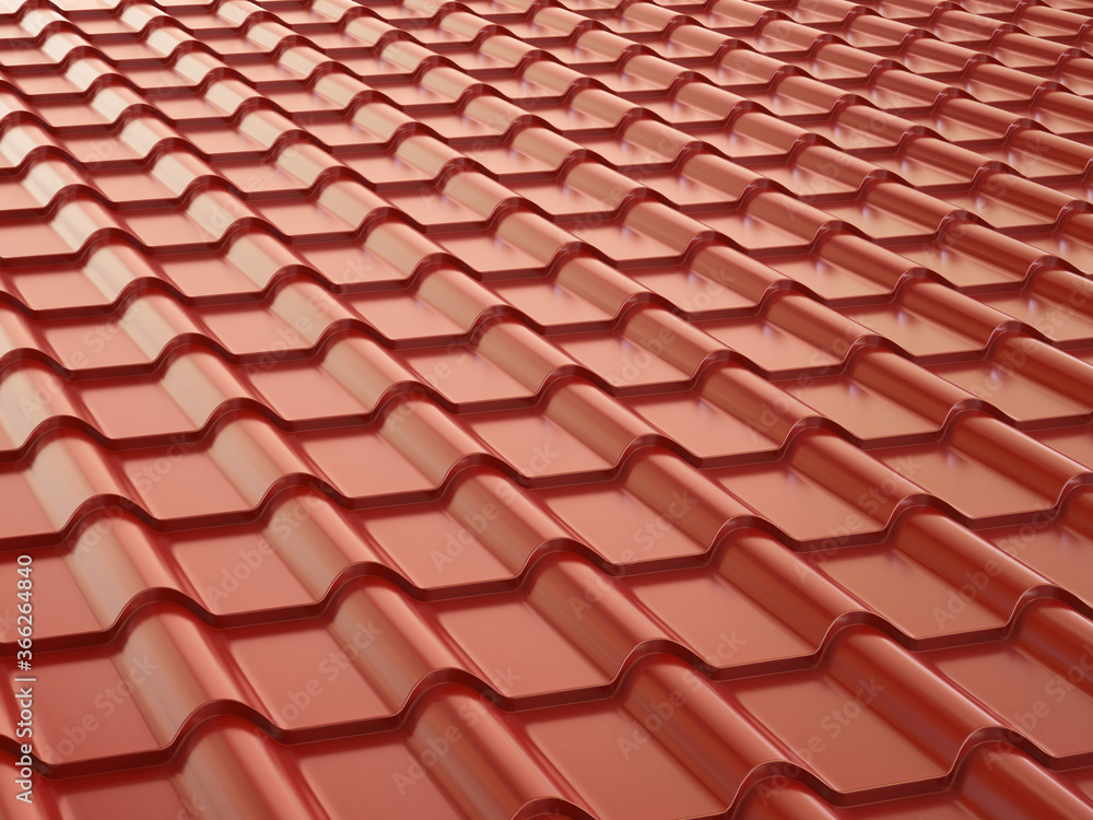 Obraz premium New brown metal tile roof. 3d illustration.