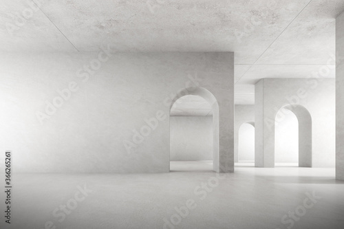 Abstract architecture space, Interior with concrete wall. 3d render. 
