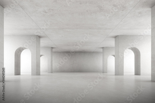 Abstract architecture space, Interior with concrete wall. 3d render. 
