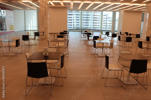 business center canteen with tables and chairs