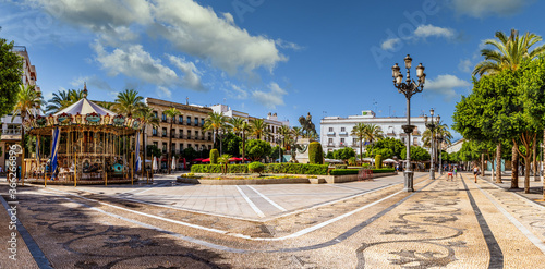 Panoramic view of landmark El Arenal Plaza square in downtown Jerez de la Frontera, Spain. photo