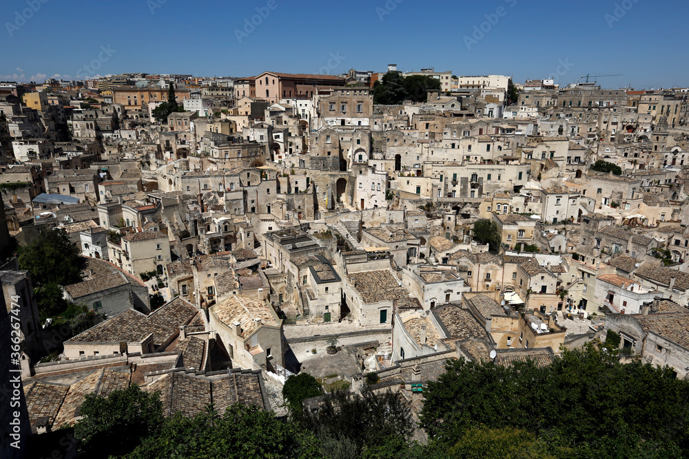 View of the ancient town of Matera called 